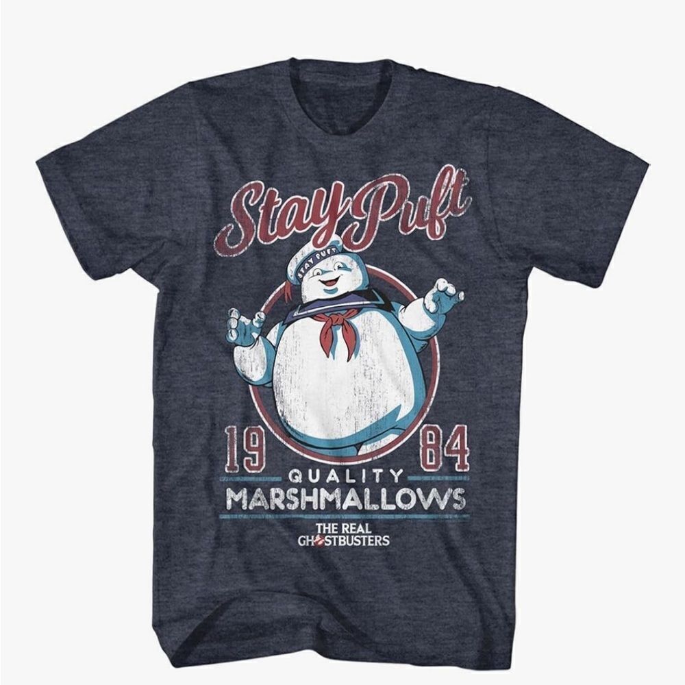 The Real Ghostbusters Staypuft Navy Heather Tee Graphic T-Shirt